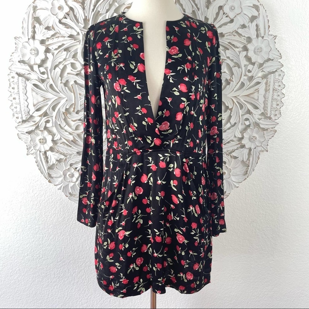 {Reformation} Hart Long Sleeve Satin Mini Dress, Divine Rose, Size 2